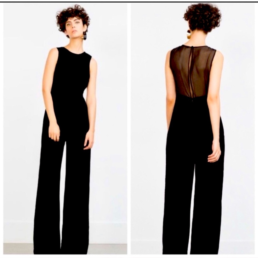 Zara wide leg velvet jumpsuit